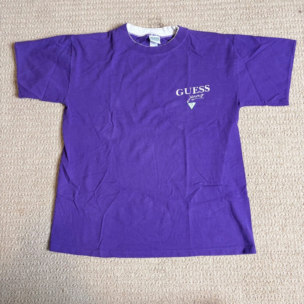 Vintage Guess Jeans by Georges Marciano Purple T-Shirt Large 01365 Made in USA